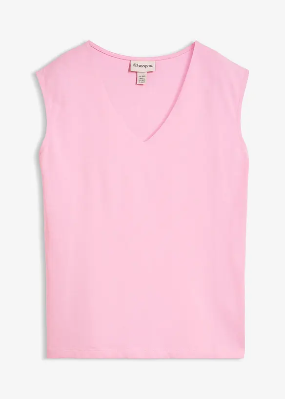 Shirt mit V-Ausschnitt mit reiner Bio-Baumwolle in rosa von vorne - bonprix Shirt mit V-Ausschnitt mit reiner Bio-Baumwolle in rosa von vorne - bonprix
