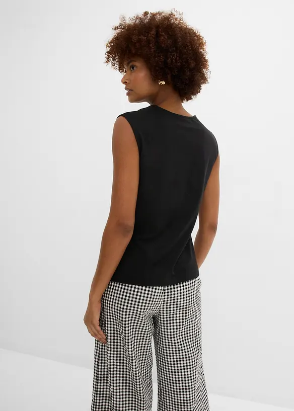 Shirt mit V-Ausschnitt mit reiner Bio-Baumwolle in schwarz von hinten (im Anschnitt) - bonprix Shirt mit V-Ausschnitt mit reiner Bio-Baumwolle in schwarz von hinten (im Anschnitt) - bonprix