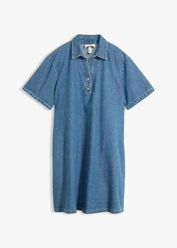 Oversize Jeanskleid aus Bio-Baumwolle in blau von vorne - bonprix Oversize Jeanskleid aus Bio-Baumwolle in blau von vorne - bonprix