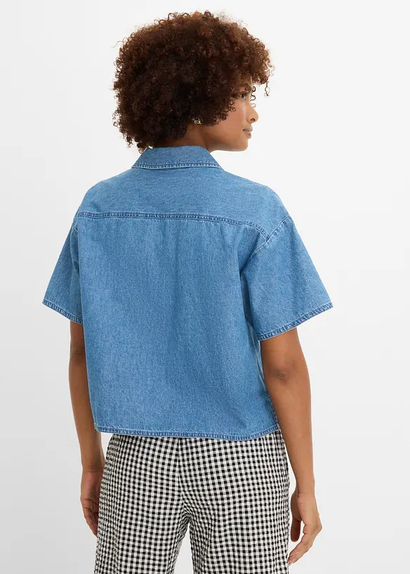 Oversized Jeans-Tunikabluse aus Bio-Baumwolle in blau von hinten (im Anschnitt) - bonprix Oversized Jeans-Tunikabluse aus Bio-Baumwolle in blau von hinten (im Anschnitt) - bonprix