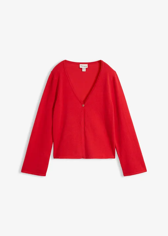 Feinstrickjacke aus Baumwoll-Mix in rot von vorne - bonprix
