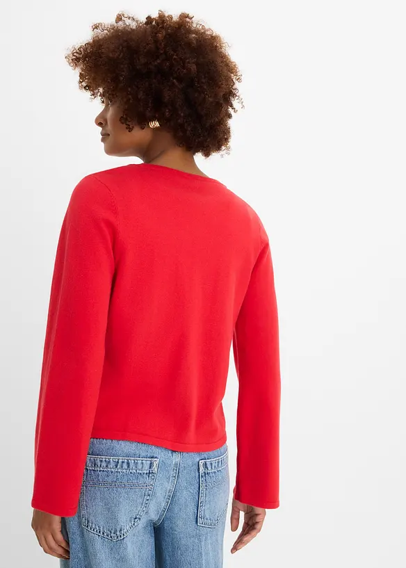 Feinstrickjacke aus Baumwoll-Mix in rot von hinten (im Anschnitt) - bonprix