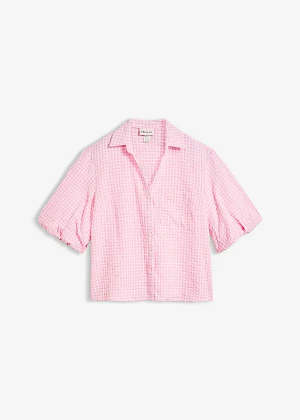 Bluse aus reiner Baumwolle in rosa von vorne - bonprix