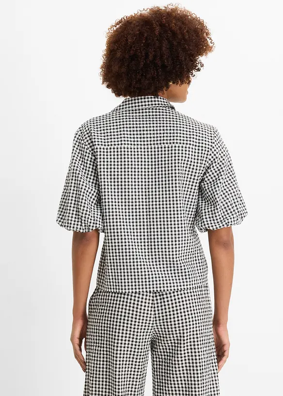 Bluse aus reiner Baumwolle in schwarz von hinten (im Anschnitt) - bonprix