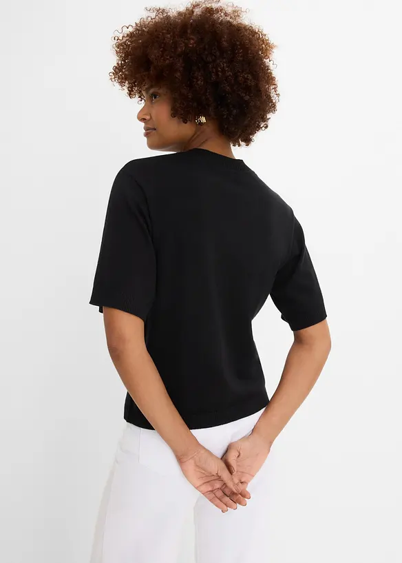 Feinstrickjacke in schwarz von hinten (im Anschnitt) - bonprix