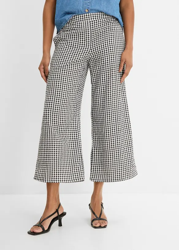 Seersucker-Schlupfhose aus reiner Baumwolle in schwarz von vorne - bonprix Seersucker-Schlupfhose aus reiner Baumwolle in schwarz von vorne - bonprix