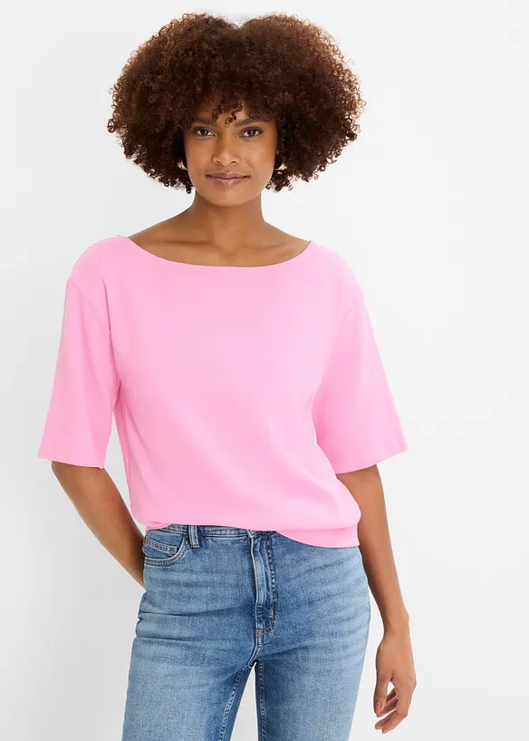 Shirt aus Bio-Baumwolle in Waffeloptik in rosa von vorne (im Anschnitt) - bonprix Shirt aus Bio-Baumwolle in Waffeloptik in rosa von vorne (im Anschnitt) - bonprix