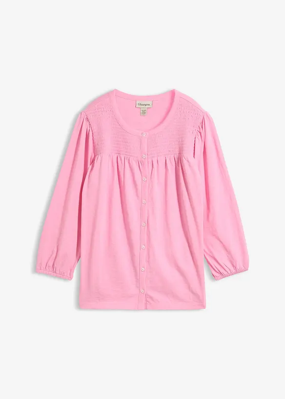 Flammgarn-Shirtbluse aus reiner Bio-Baumwolle in rosa von vorne - bonprix