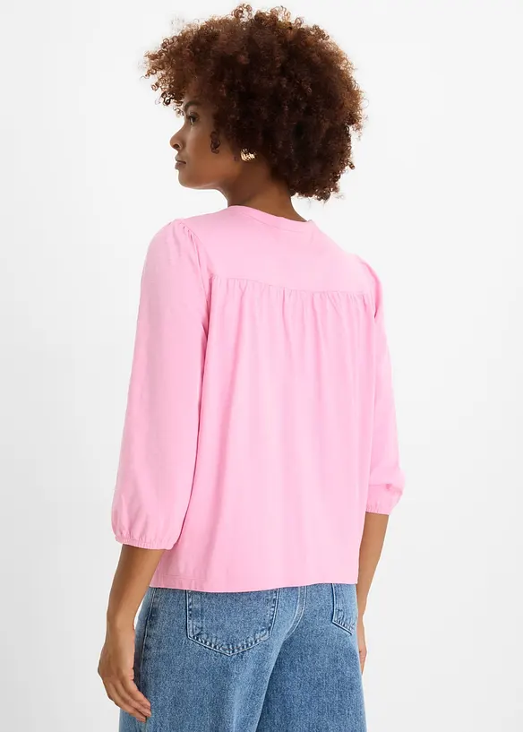 Flammgarn-Shirtbluse aus reiner Bio-Baumwolle in rosa von hinten (im Anschnitt) - bonprix