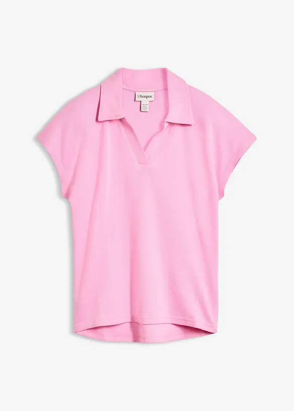 Poloshirt aus reiner Bio-Baumwolle in Waffeloptik in rosa von vorne - bonprix Poloshirt aus reiner Bio-Baumwolle in Waffeloptik in rosa von vorne - bonprix