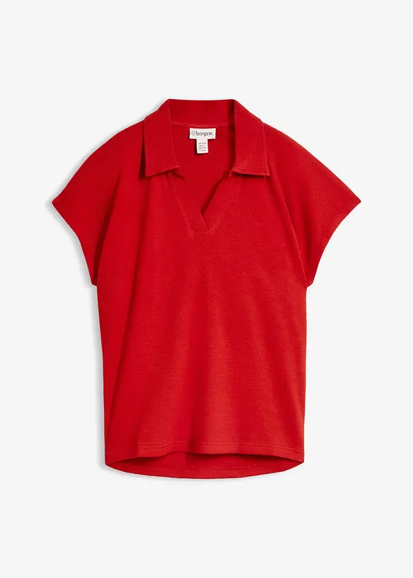 Poloshirt aus reiner Bio-Baumwolle in Waffeloptik in rot von vorne - bonprix Poloshirt aus reiner Bio-Baumwolle in Waffeloptik in rot von vorne - bonprix