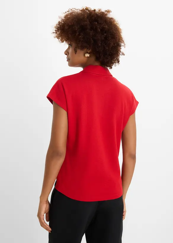 Poloshirt aus reiner Bio-Baumwolle in Waffeloptik in rot von hinten (im Anschnitt) - bonprix Poloshirt aus reiner Bio-Baumwolle in Waffeloptik in rot von hinten (im Anschnitt) - bonprix