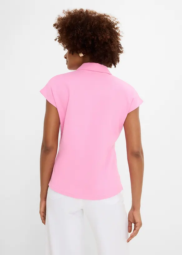 Poloshirt aus reiner Bio-Baumwolle in Waffeloptik in rosa von hinten (im Anschnitt) - bonprix Poloshirt aus reiner Bio-Baumwolle in Waffeloptik in rosa von hinten (im Anschnitt) - bonprix