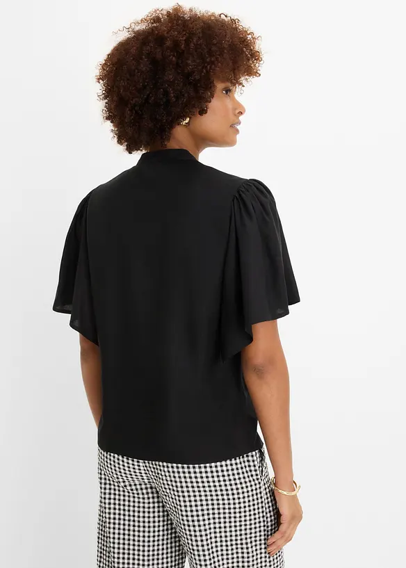 Bluse aus fließender Viskose in schwarz von hinten (im Anschnitt) - bonprix