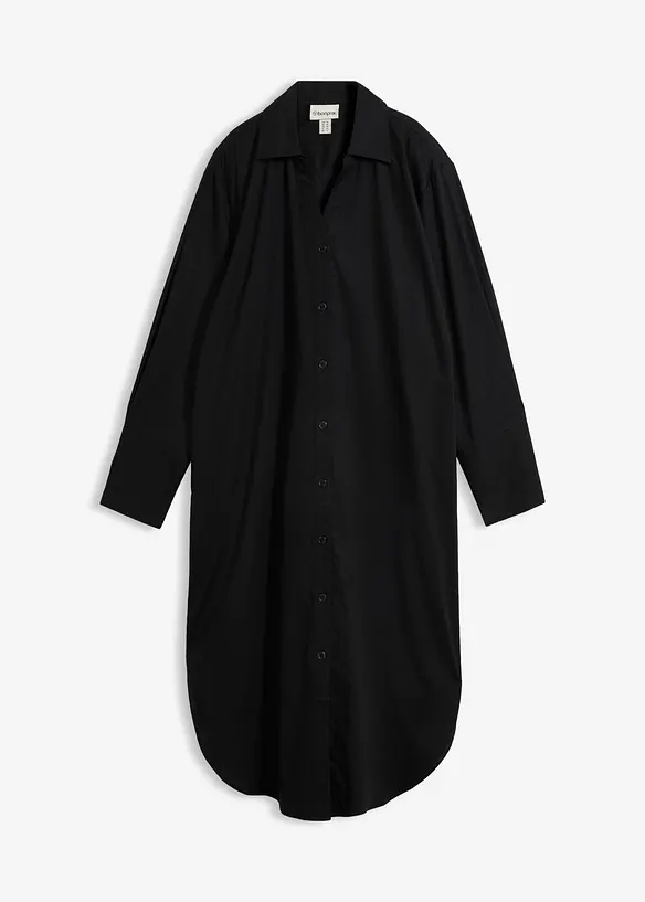 Hemdblusenkleid aus Baumwolle in schwarz von vorne - bonprix Hemdblusenkleid aus Baumwolle in schwarz von vorne - bonprix