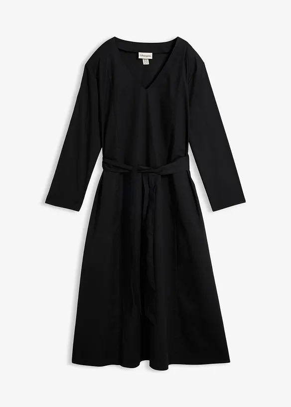 A-Linien Kleid aus Baumwolle in schwarz von vorne - bonprix A-Linien Kleid aus Baumwolle in schwarz von vorne - bonprix