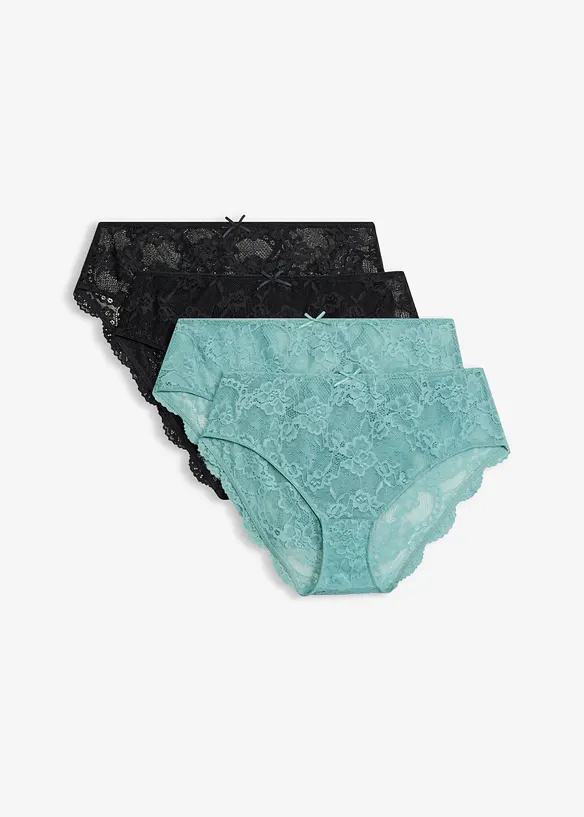 Maxislip aus zarter Spitze (4er Pack) in schwarz von vorne - bonprix