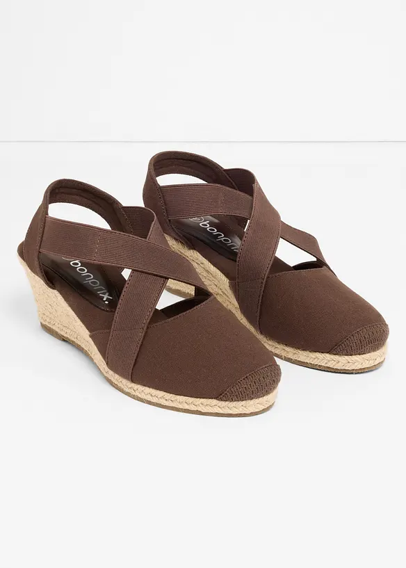 Keilpumps mit elastischen Riemen in braun - bonprix