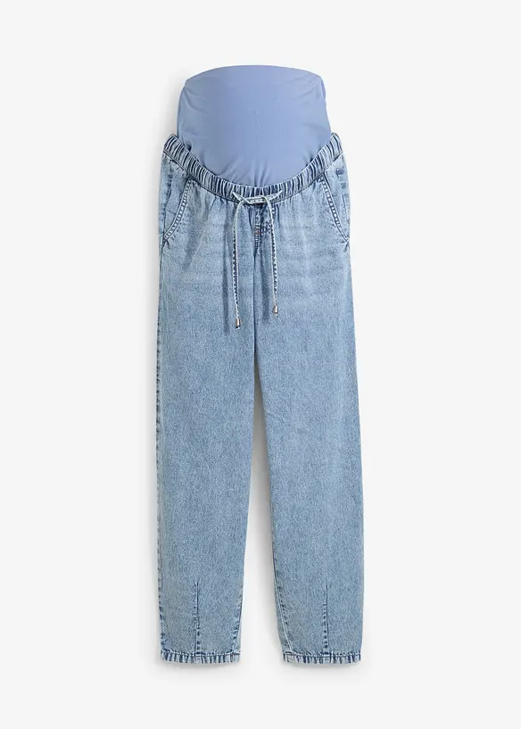 Knöchellange Umstandsjeans aus leichtem Denim, Boyfriend Fit in blau von vorne - bonprix