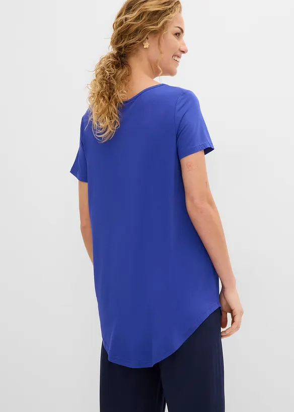 Longshirt aus softer Viskose in blau von hinten (im Anschnitt) - bonprix