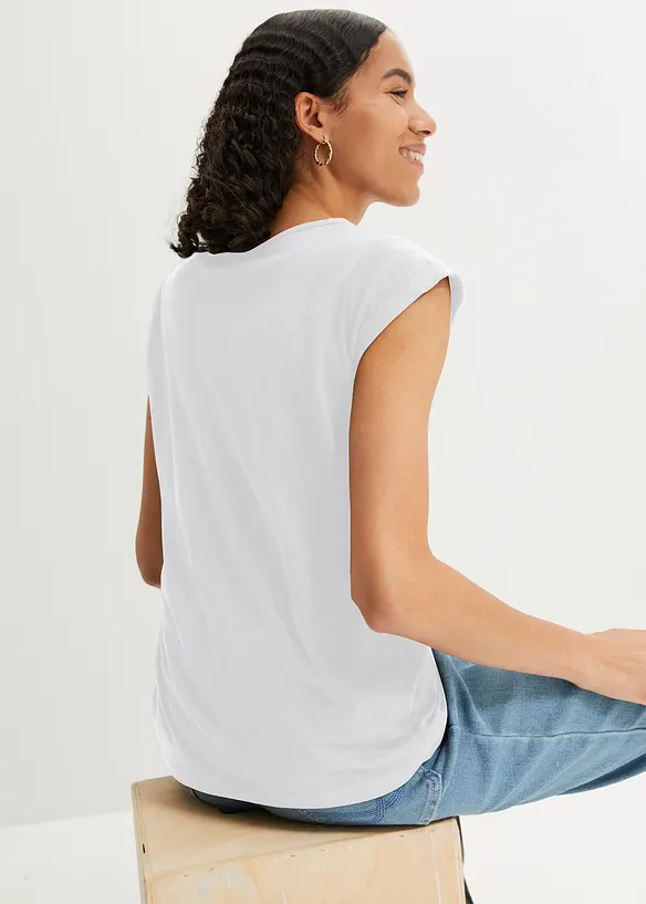 T-Shirt aus reiner Baumwolle in weiß von hinten (im Anschnitt) - bonprix