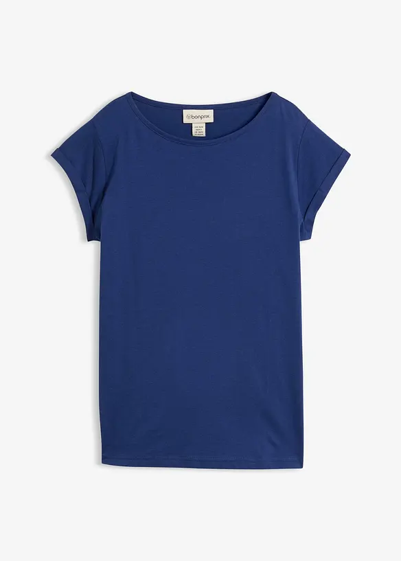 T-Shirt aus reiner Baumwolle in blau von vorne - bonprix