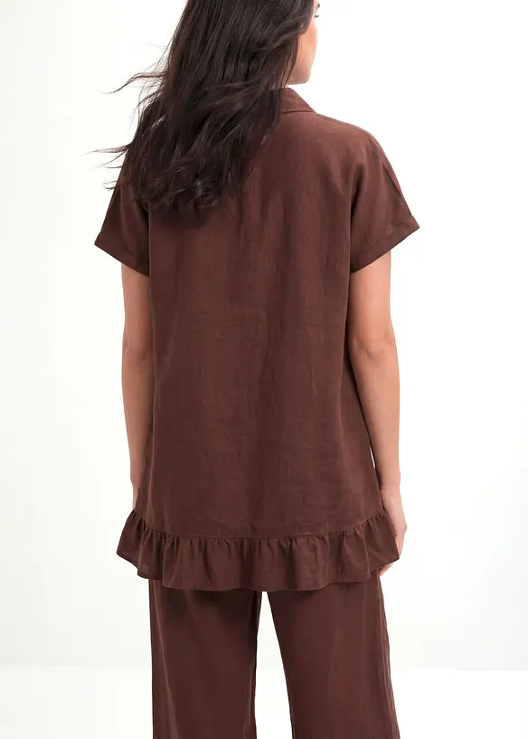 Oversize-Bluse aus Leinen-Baumwoll-Mix in braun von hinten (im Anschnitt) - bonprix Oversize-Bluse aus Leinen-Baumwoll-Mix in braun von hinten (im Anschnitt) - bonprix