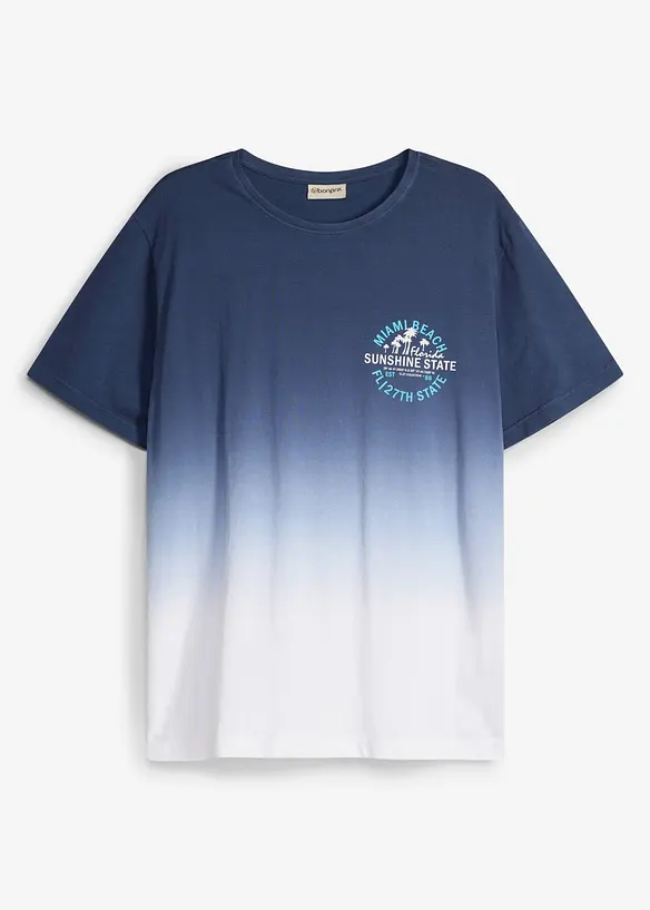 T-Shirt aus reiner Bio-Baumwolle in blau von vorne - bonprix