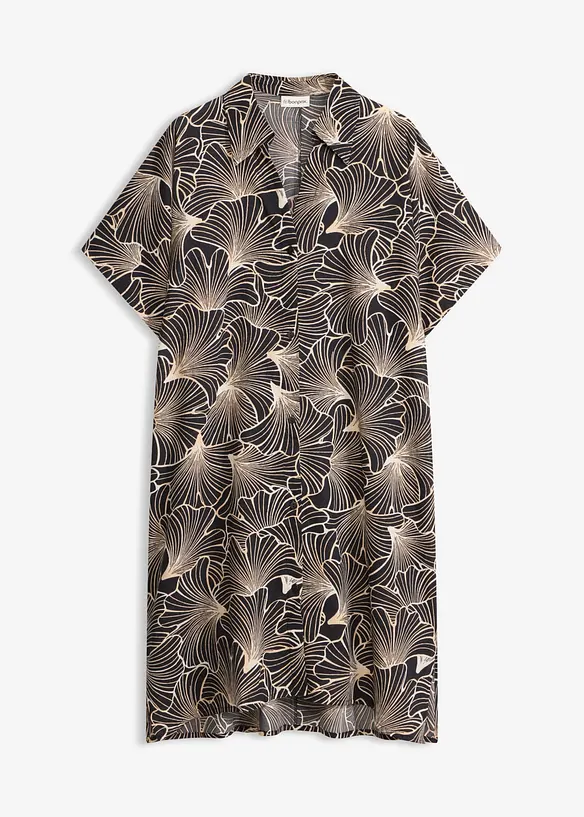 Oversize Strandbluse aus reiner Baumwolle in schwarz von vorne - bonprix Oversize Strandbluse aus reiner Baumwolle in schwarz von vorne - bonprix