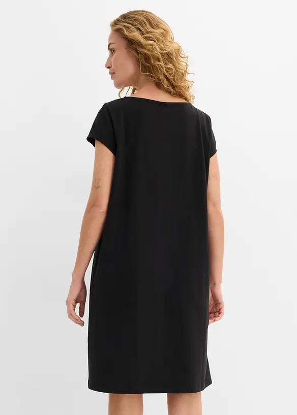 Shirtkleid aus elastischem Baumwoll-Mix in schwarz von hinten (Totalaufnahme) - bonprix Shirtkleid aus elastischem Baumwoll-Mix in schwarz von hinten (Totalaufnahme) - bonprix