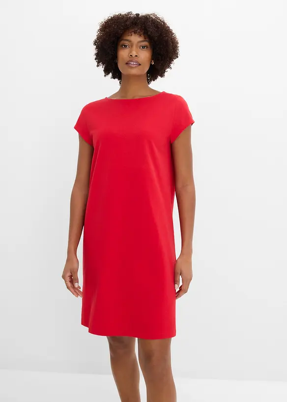 Shirtkleid aus elastischem Baumwoll-Mix in rot von vorne (Totalaufnahme) - bonprix Shirtkleid aus elastischem Baumwoll-Mix in rot von vorne (Totalaufnahme) - bonprix
