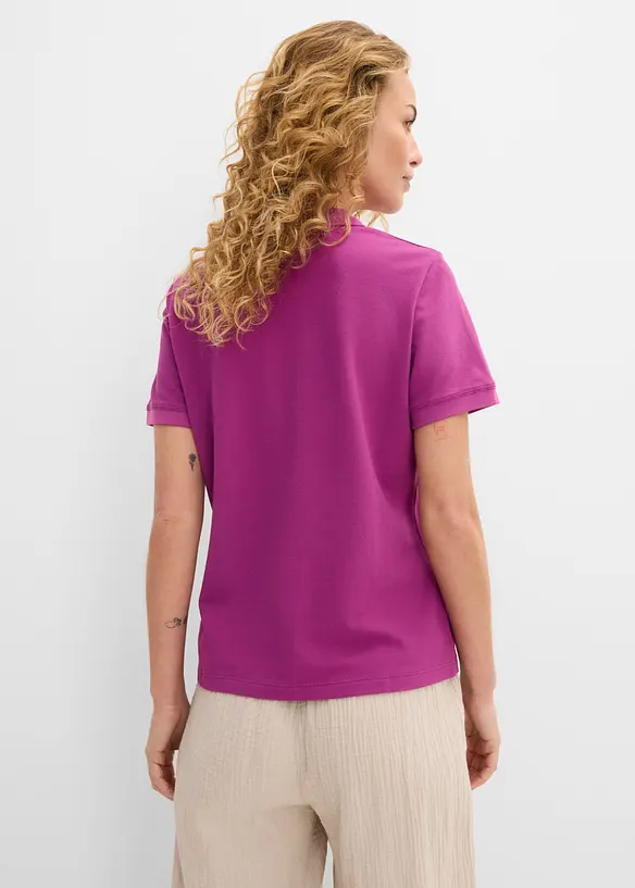 Piqué-Poloshirt aus reiner Bio-Baumwolle in lila von hinten (im Anschnitt) - bonprix
