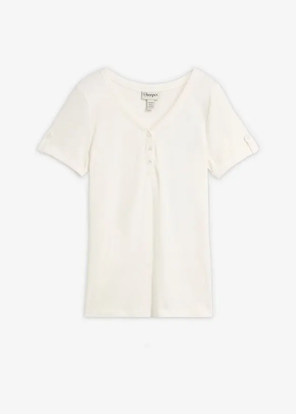 Henleyshirt aus reiner Bio-Baumwolle in weiß von vorne - bonprix Henleyshirt aus reiner Bio-Baumwolle in weiß von vorne - bonprix