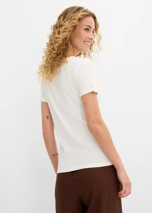 Henleyshirt aus reiner Bio-Baumwolle in weiß von hinten (im Anschnitt) - bonprix Henleyshirt aus reiner Bio-Baumwolle in weiß von hinten (im Anschnitt) - bonprix