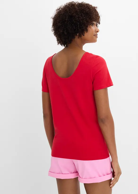 T-Shirt mit tiefem Rückenausschnitt (2er Pack) in rosa von hinten (im Anschnitt) - bonprix