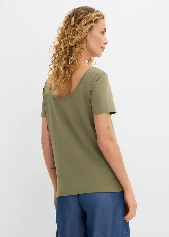 T-Shirt mit tiefem Rückenausschnitt (2er Pack) in schwarz von hinten (im Anschnitt) - bonprix