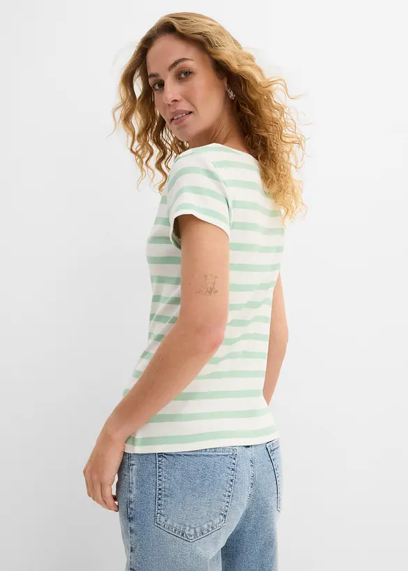 T-Shirt aus reiner Bio-Baumwolle (2er Pack) in weiß von hinten (im Anschnitt) - bonprix
