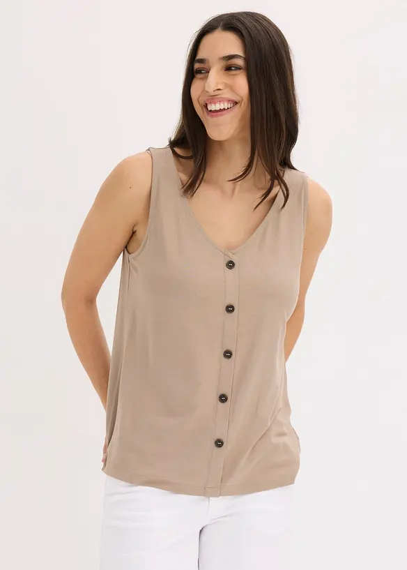 Top mit Knopfleiste in braun von vorne (im Anschnitt) - bonprix Top mit Knopfleiste in braun von vorne (im Anschnitt) - bonprix