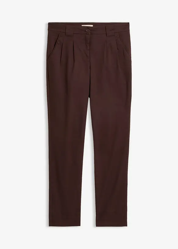 Chinohose aus elatischem Baumwoll-Mix in braun von vorne - bonprix