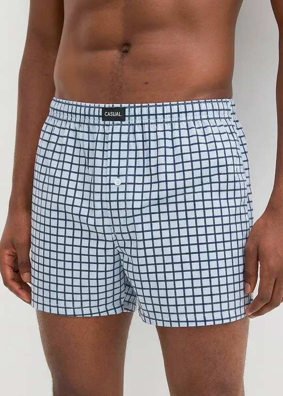 Lockere Jersey Boxershorts aus Baumwolle (3er Pack) in blau von vorne - bonprix