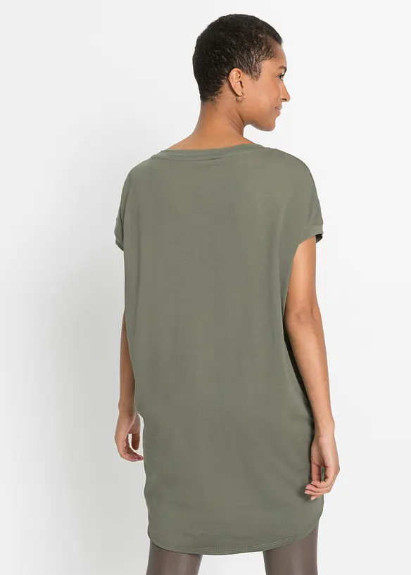 Longshirt aus reiner Baumwolle in grün von hinten (im Anschnitt) - bonprix