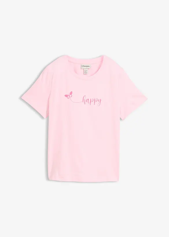 T-Shirt aus reiner Baumwolle in rosa von vorne - bonprix