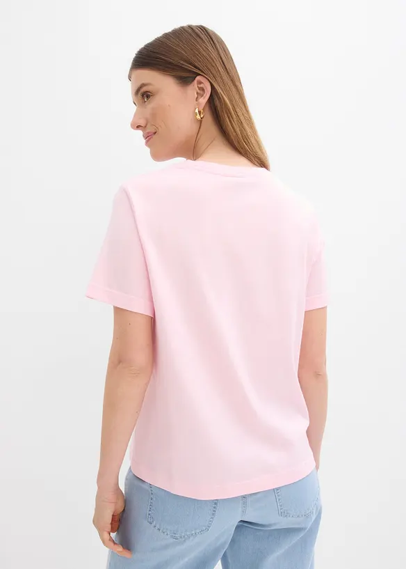 T-Shirt aus reiner Baumwolle in rosa von hinten (im Anschnitt) - bonprix