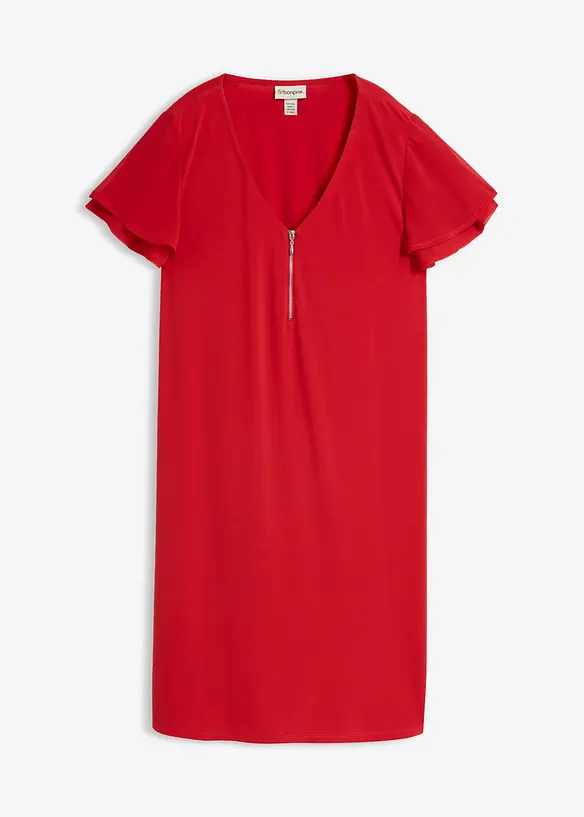 Shirtkleid mit Chiffonärmeln in rot von vorne - bonprix