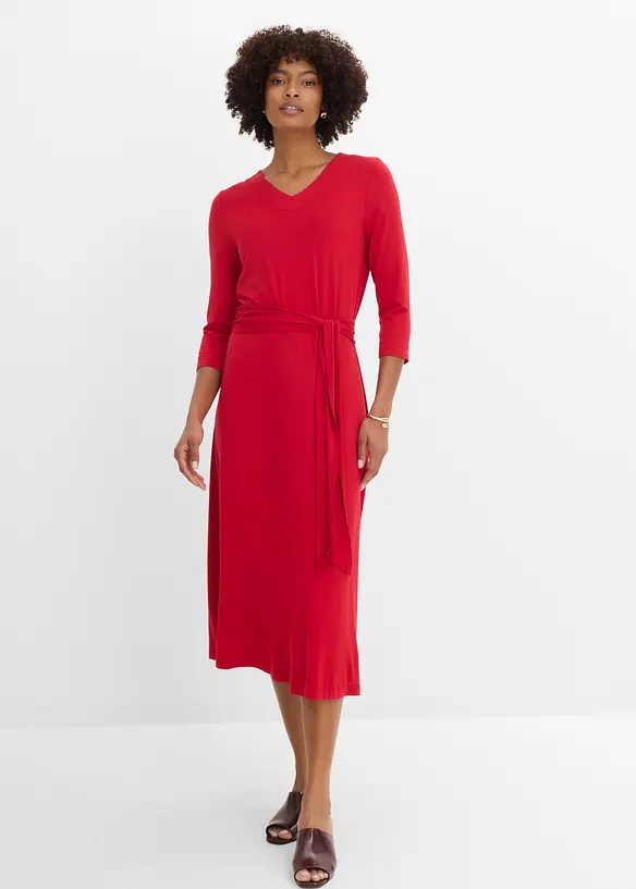 Viskose Jerseykleid in rot von vorne (Totalaufnahme) - bonprix Viskose Jerseykleid in rot von vorne (Totalaufnahme) - bonprix