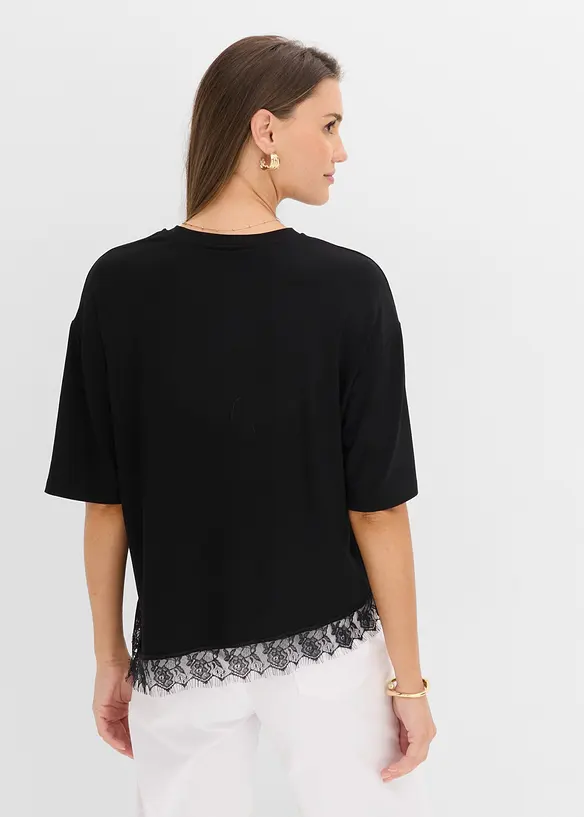 Shirt aus softer Viskose in schwarz von hinten (im Anschnitt) - bonprix