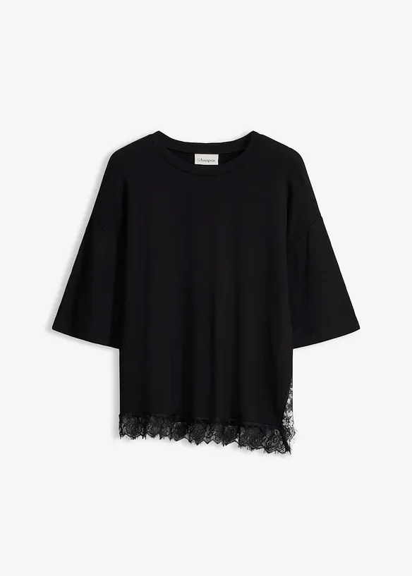 Shirt aus softer Viskose in schwarz von vorne - bonprix