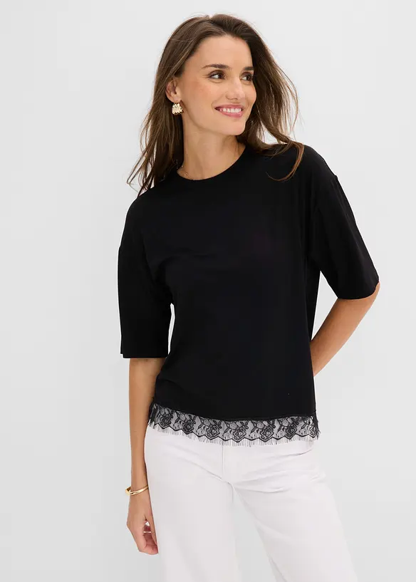 Shirt aus softer Viskose in schwarz von vorne (im Anschnitt) - bonprix