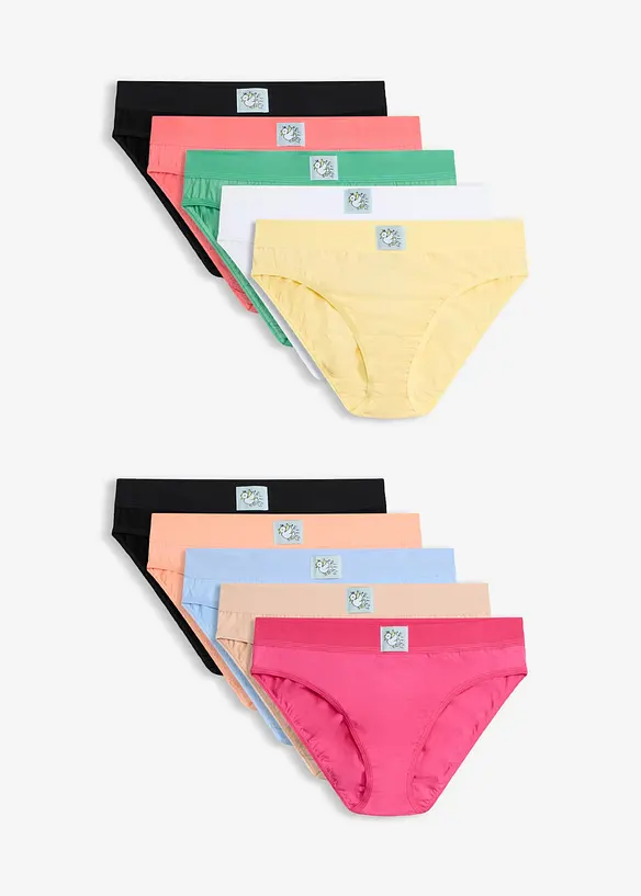 Slip mit weicher Baumwolle (10er Pack) in schwarz von vorne - bonprix