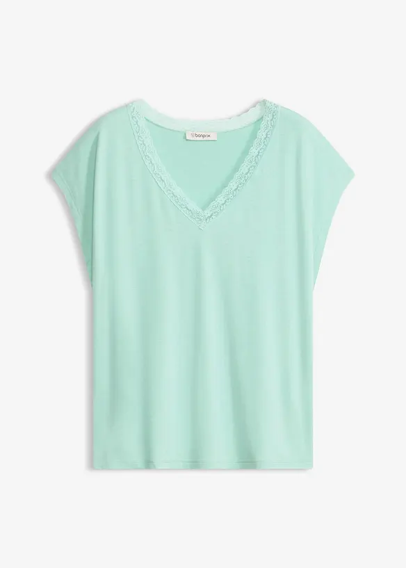 Shirt aus softer Viskose in grün von vorne - bonprix